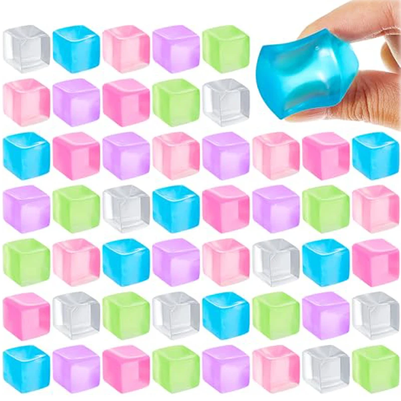 10/30/50PCS 2.3cm Ice Cube Square Sensory Toy Stress Ball Mochi Squishies Squeeze Toys for Adults Kids Summer Toys Party Favors