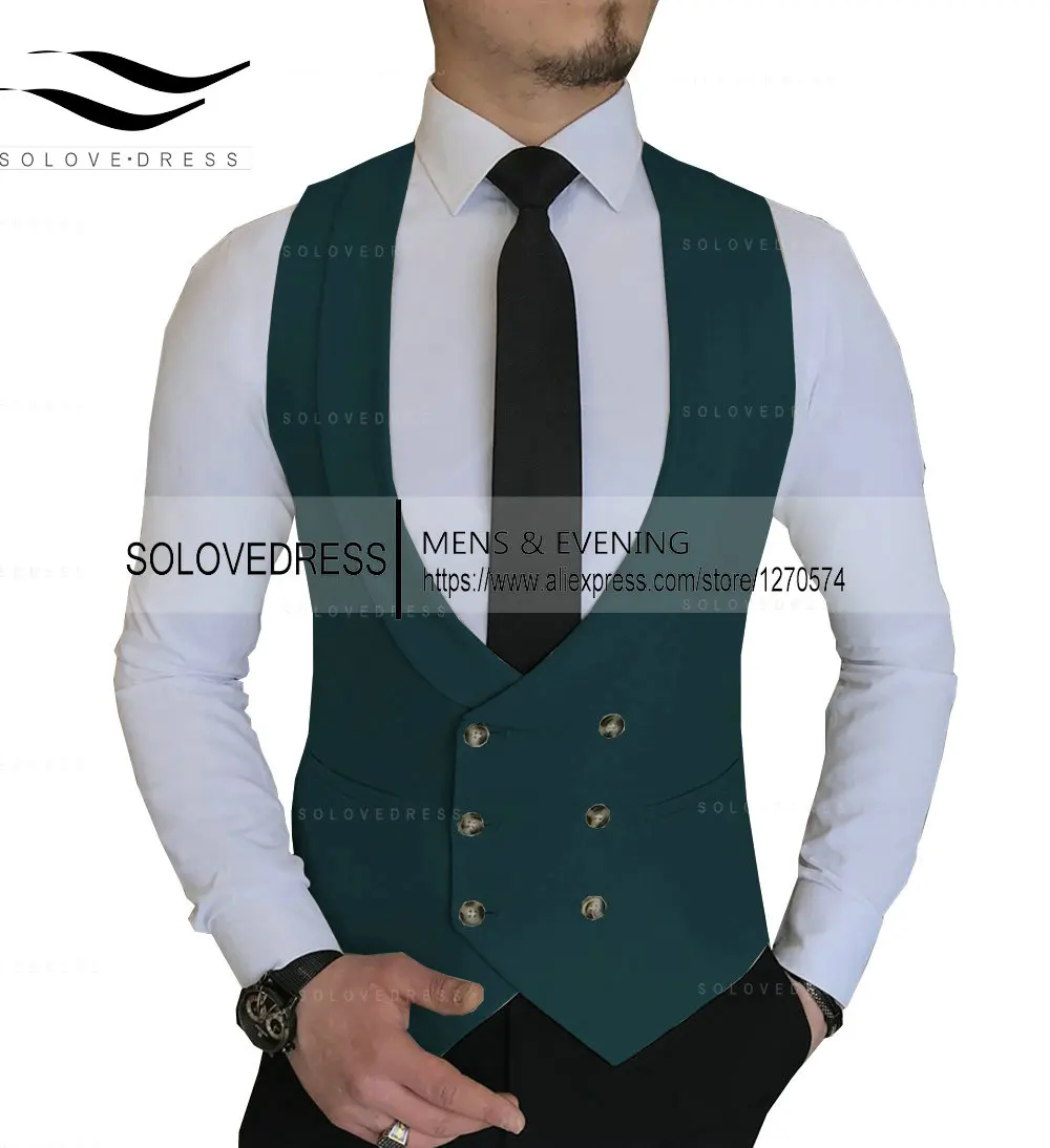 Black Men's Suit Vests Vintage Herringbone for Wedding Groomsmen Mens Waistcoat Vest 4