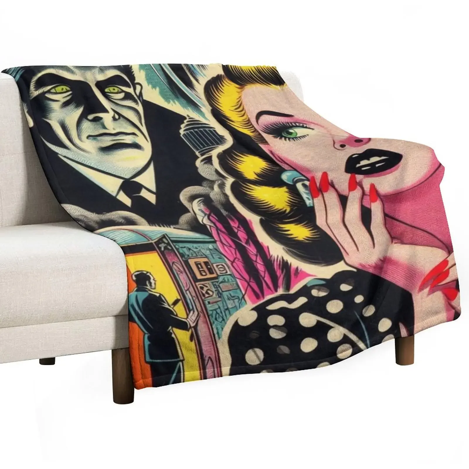 

Vintage Horror Pulp Throw Blanket Thermals For Travel Hairy Blankets