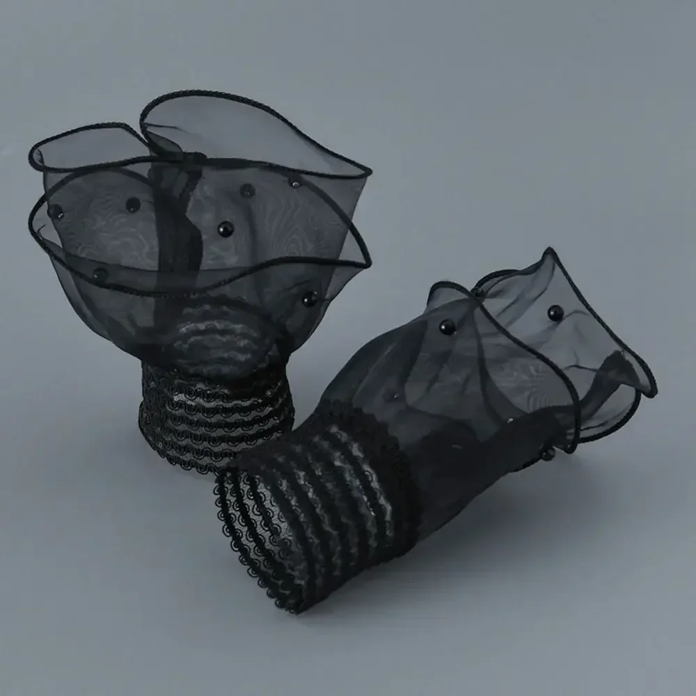 Nail Art Tulle Photo Glove Fake Pleated Cuff Manicure Photography Props Nail Tips Display Sleeve Fashion Accessories