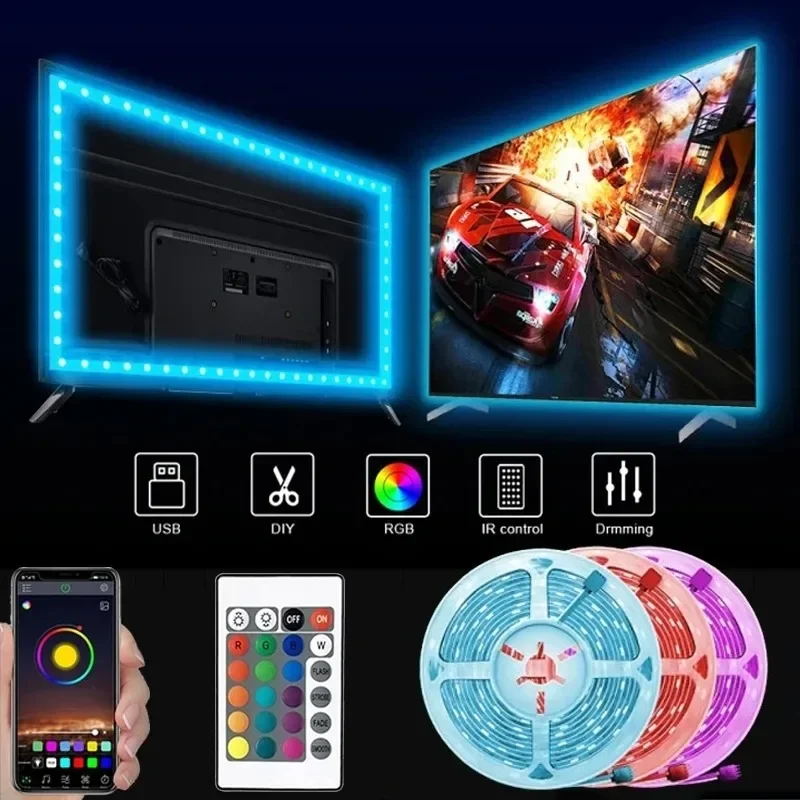 

5050 LED Strip Light USB Bluetooth RGB 5V LED Lights Flexible LED Lamp Tape Ribbon TV Desktop BackLight Diode Christmas Decor