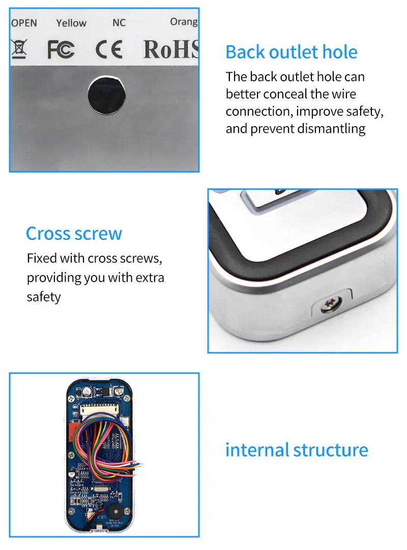 12V Standalone Metal Access Control Keypad Outdoor Waterproof IP68 Zinc 2000 Use
