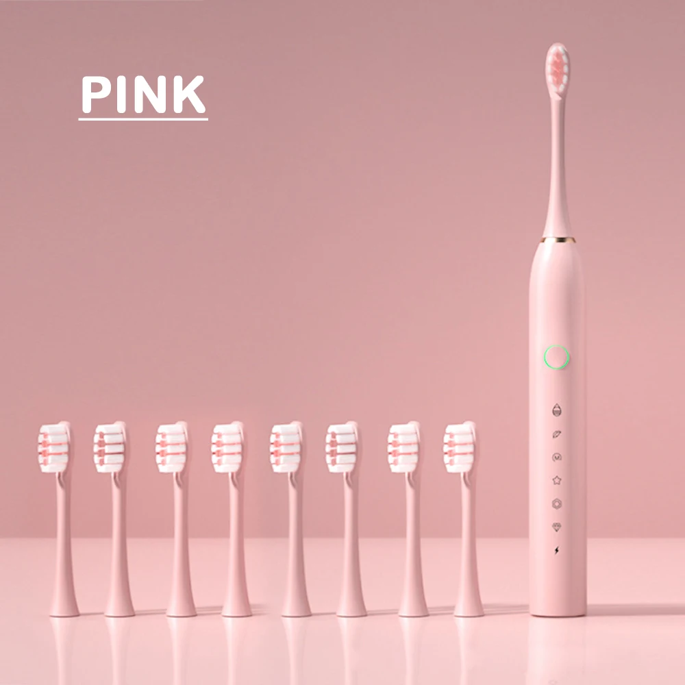 Rechargeable Sonic Electric Toothbrush with 8 Brush Heads - Advanced Whitening and Cleaning Tool