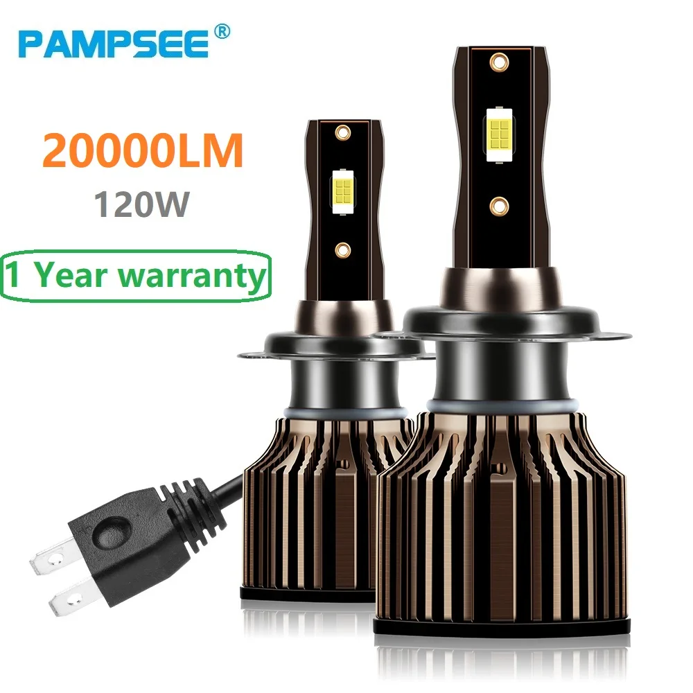 

PAMPSEE H7 LED Headlight H4 H1 H8 H16 H11 9005 HB3 9006 HB4 Car Led Lights 20000LM 120W 6500K CSP Chip Hight Low Beam Fog Lamp
