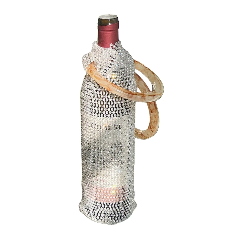 Borsa porta vino con manico in resina Porta bottiglia d'acqua bianco/marrone Gioielli con diamanti