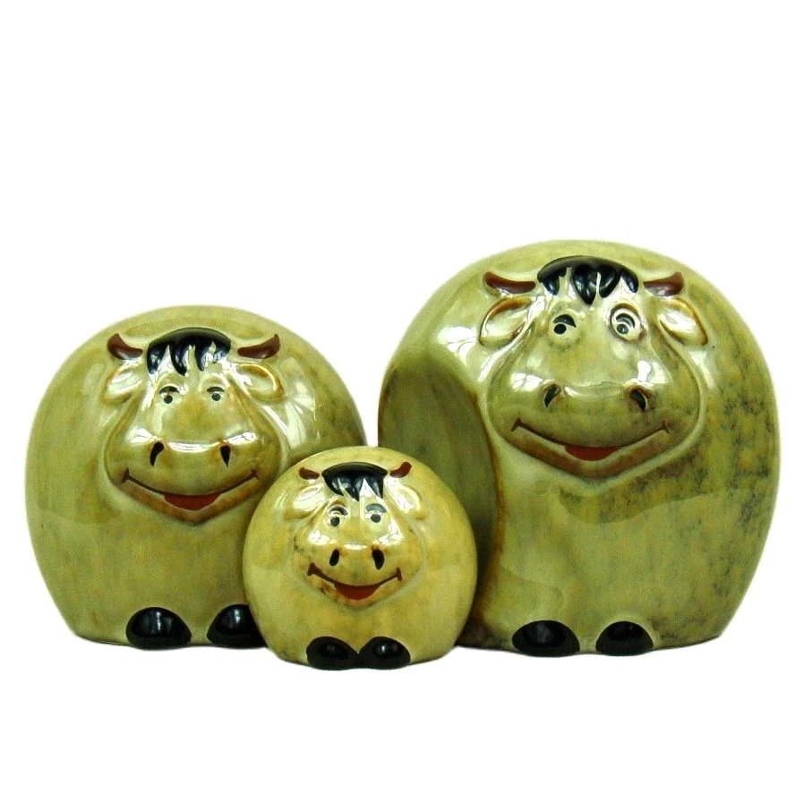 

Фарфоровая семейная миниатюрная вариация Chubby Ox, статуэтка буйвола, украшение для рукоделия, подарок на день рождения для родителей