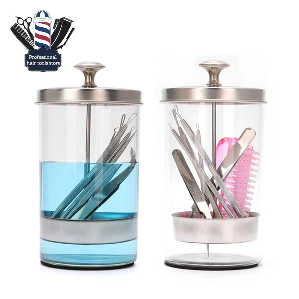 Barber Disinfectant Jar Comb Sterilization Tank Glass Disinfecting
