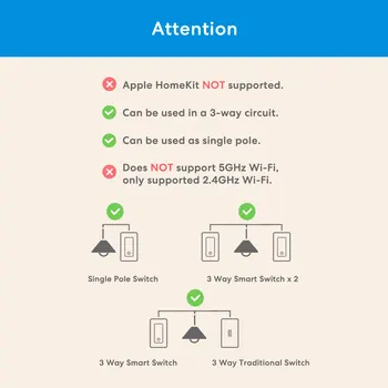 Meross 3 Way Smart Switch WiFi Light Switch MSS550 Push Button Wall Switch Work with HomeKit Alexa Google Assistant SmartThings 6