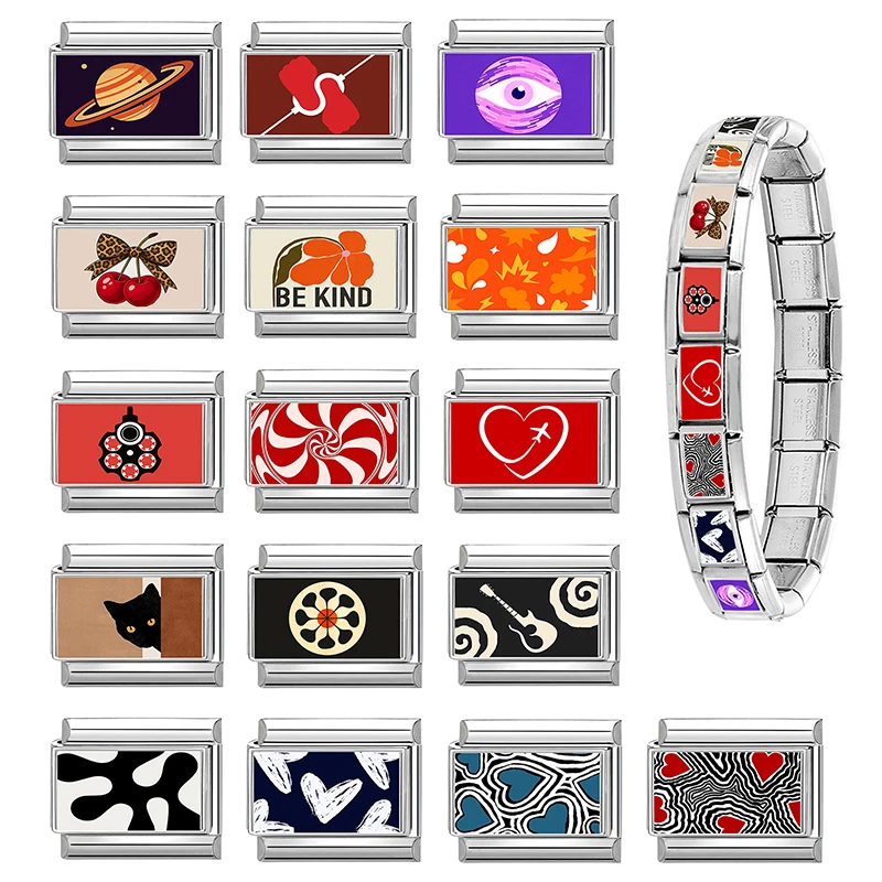 Charm Bracelet Links Fit 9MM Stainless Steel Bracelet Women Men DIY Making Gift