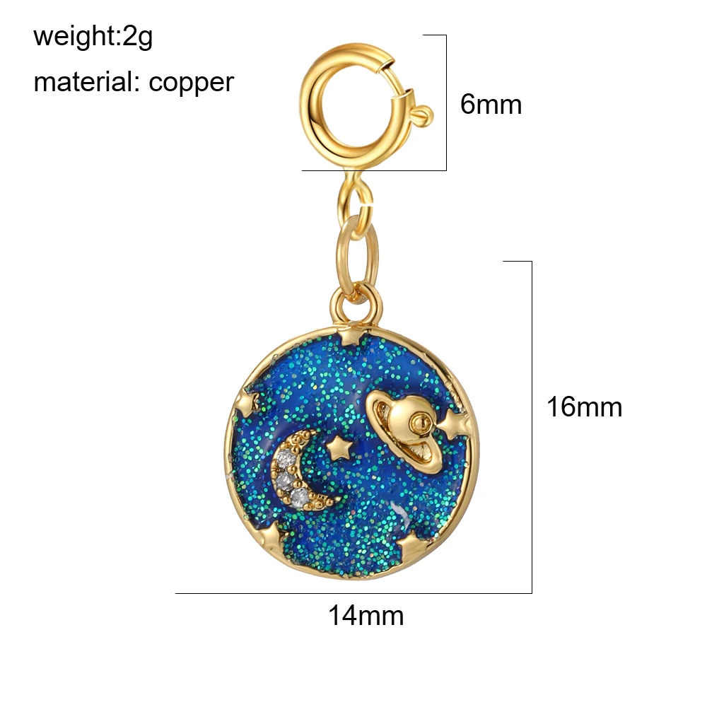 3 Stück süße Frühlingsschnallen DIY Emaille Sterne Mond Sonne Charms Anhänger Schmuck Goldene Herstellung Schlüsselanhänger Halskette Zubehör Großhandel – Detail 13