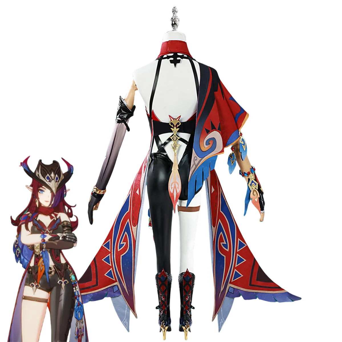 Genshin Impact: Chasca | Fantasy Costume Cosplay Set 47 Fantasy Floral Feather Costume Cosplay