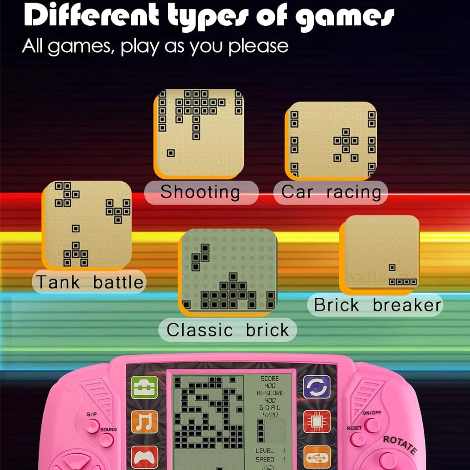 3.5-inch large screen block game console nostalgic classic children's handheld game toy with built-in battery 4