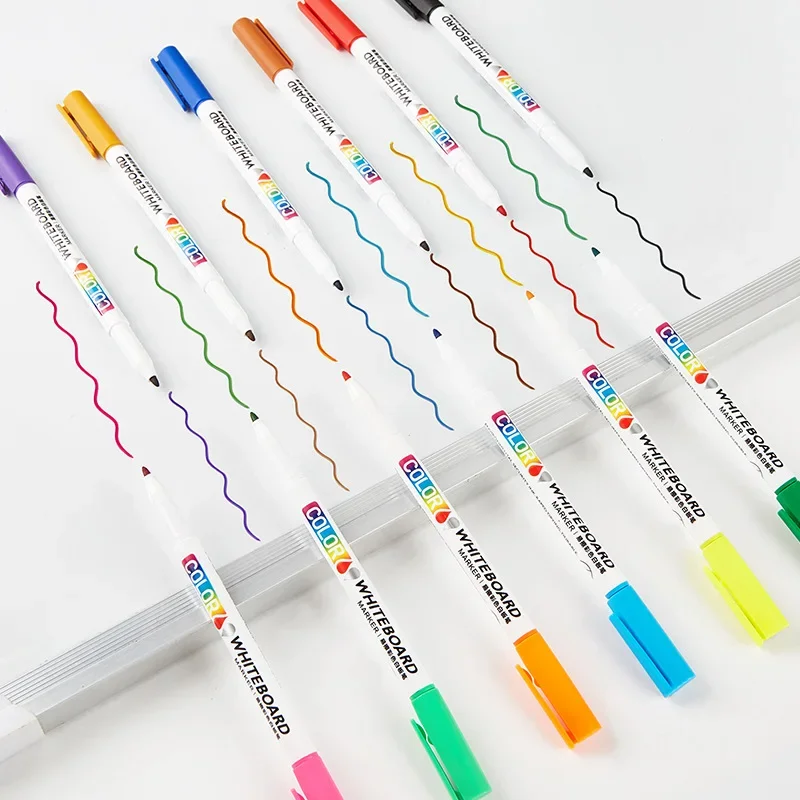 Marker Pens 12 Color Whiteboard Markers Pen Fine Tip Dry Erase Marker Pen Kids Graffiti Writing Drawing Office School Calendar Boards