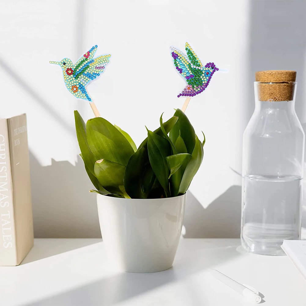 Diamond Painting Kits Butterfly Diamonds Painting Stickers Stakes Kit Shining Diamond Art Stakes Vibrant Color for Garden Decor