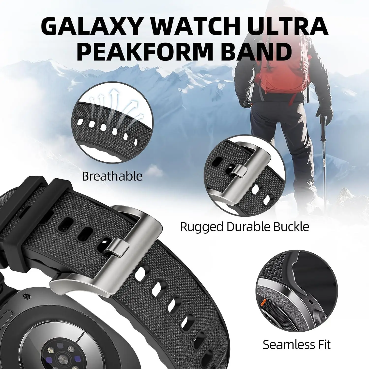 PeakForm Silicone Nylon Sport Strap for 47mm Watch