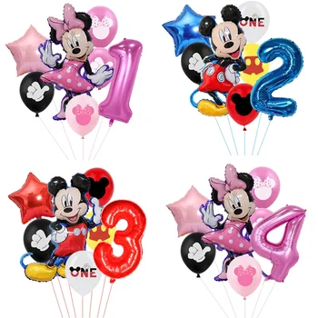 7Pcs Disney Minnie Foil Balloons Set Mickey Mouse Balloon Birthday Party Decoration Baby Shower Kids Toy Air Globos Supplies 1