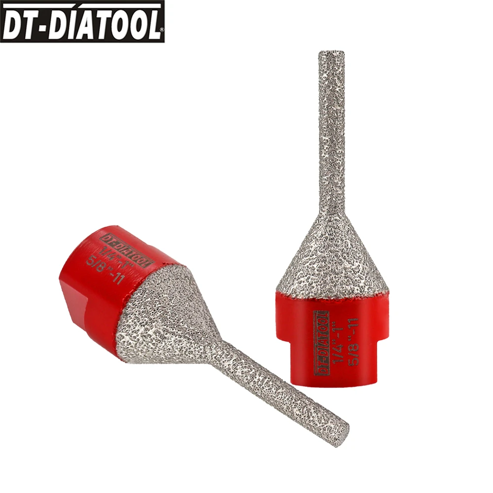 DT-DIATOOL 2pcs 6*25mm Diamond Finger Bit Cone Chamfering Milling Porcelain Marble Ceramic Milling Cutter Granite Holes Shaping