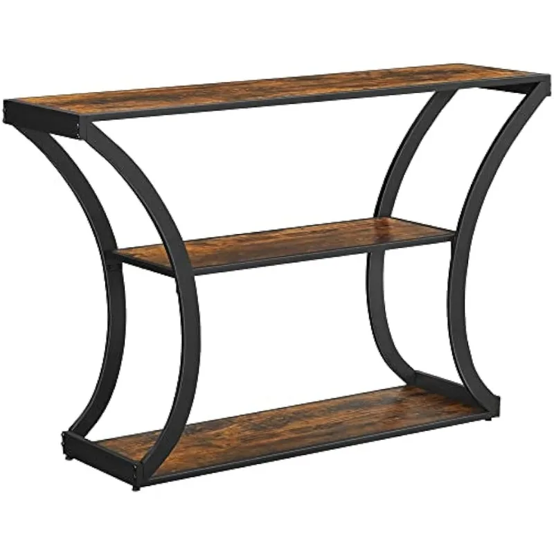 

VASAGLE Console Table with Curved Frames and 2 Open Shelves, for Hallway Entryway Living Room, Rustic Brown + Black,