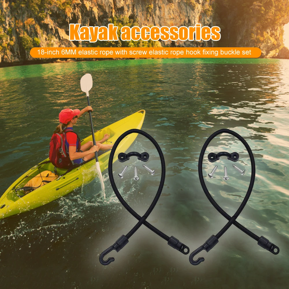 Boat Fishing Rod Tamer Holder Portable Elastic Rope Hook Fixing Buckle Set Deck Mount Connector for Kayak Marine Boat