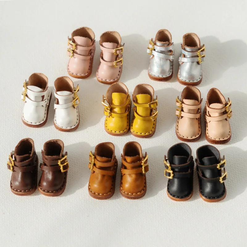 Cute Blyth Doll High Boots Double Buckle Leather Shoes Ob22 Ob24 Dolls Shoes Suitable for Licca Azones Body Doll Accessories Toy