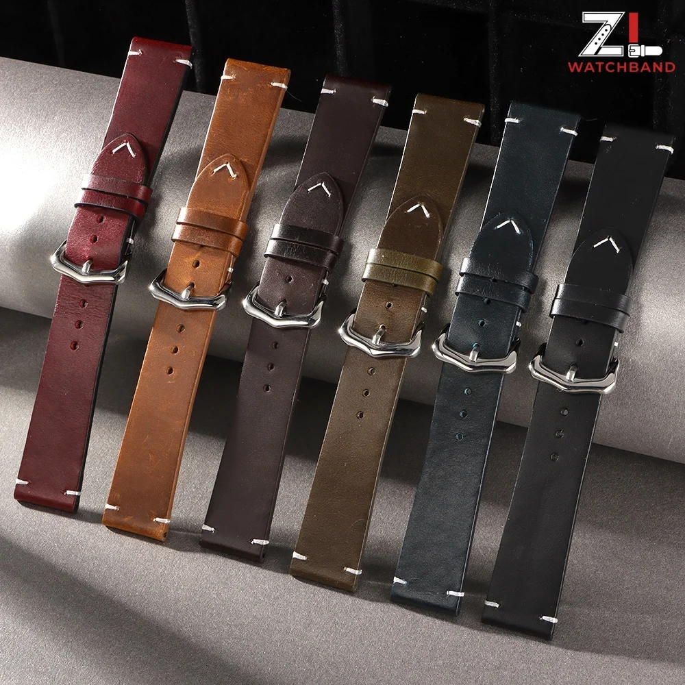 Vintage Retro Oil Wax Leather Watch Strap - Versatile Sizes and Unisex Design