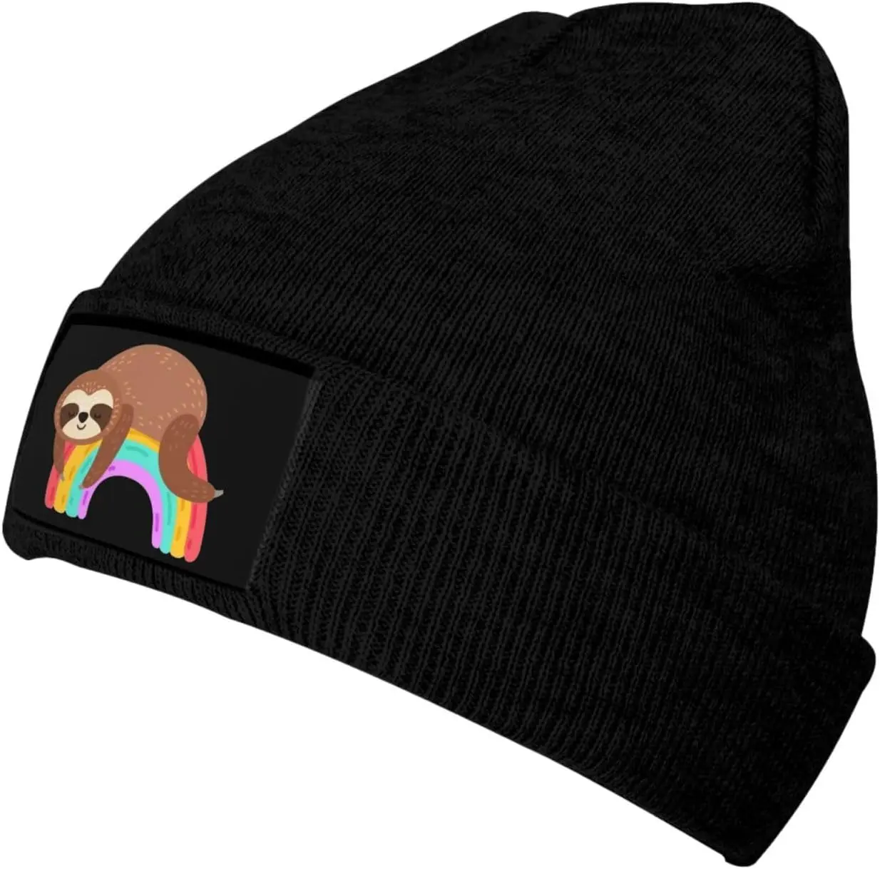 Cartoon Sloth Rainbow Funny Knit Hats for Men and Women Plain Cute Knit Hat Winter Soft Warm Stretch Thick Trendy Beanies Hats