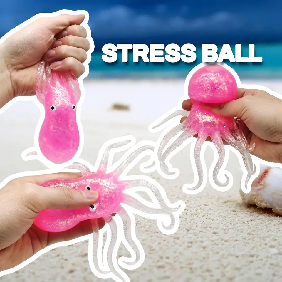 Anboor Oktopus Squishies – 8 Palline Antistress Morbide A Forma Di Polpo, Portachiavi Sensoriali Per Bambini E Adulti, Giocattoli Fidget Per Festa A Tema Oceano