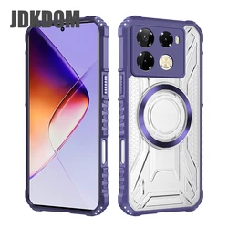 Shockproof Magnetic Transparent Wireless Charging Clear Phone Case for Infinix Note 40 Pro 4G (Purple)