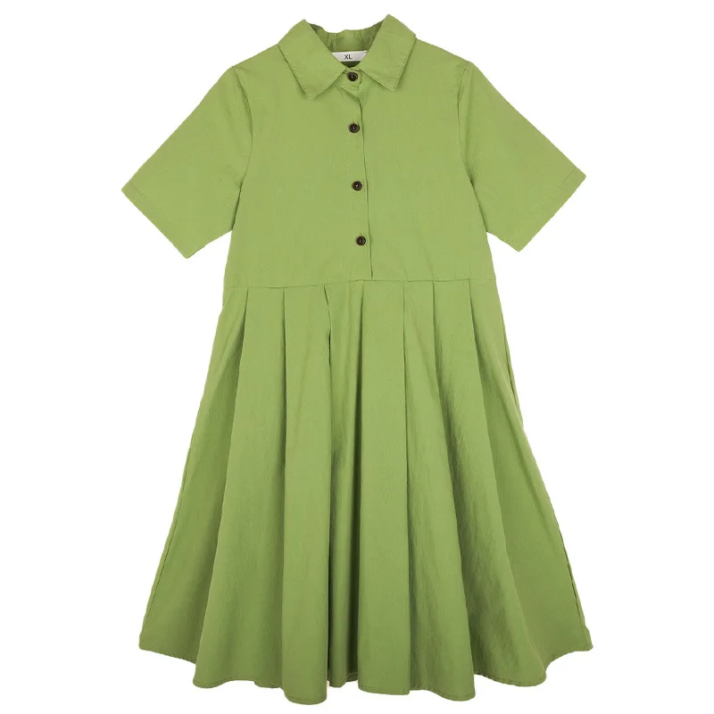 

Girls Summer Dress 2022 New Kids Cute Bow Blouse Collar Dress Children Short Sleeve Elegant Clothing Cotton, #6978