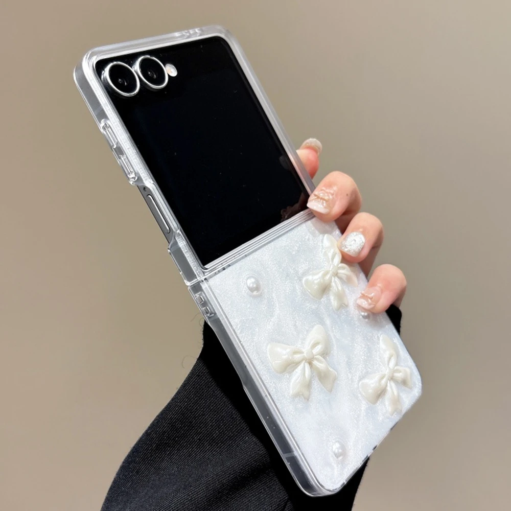 Gitter 3D Pearl Bow Cute Shockproof Bumper Phone Case - Soft Non-Slip Cover