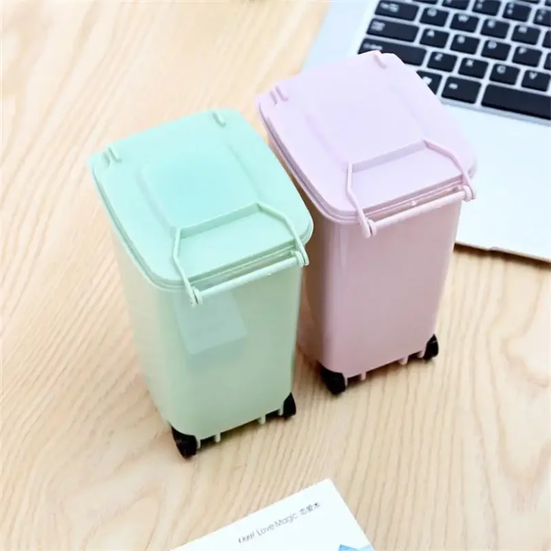 Mini Desktop Trash Can Plastic Waste Bins with Lid Office Supplies office supplies set
