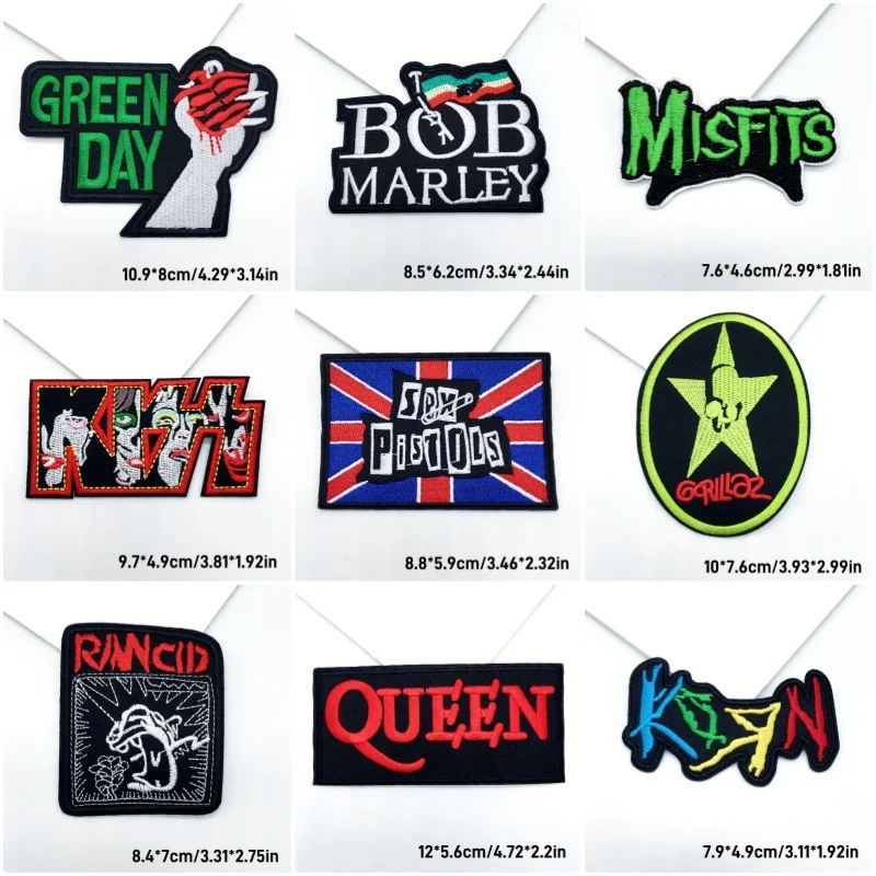 Embroidery Patches Punk Rock Music Band Embroidery Patches DIY Applique Sewing Supplies Decorative Badges Classic Nostalgia MUSIC