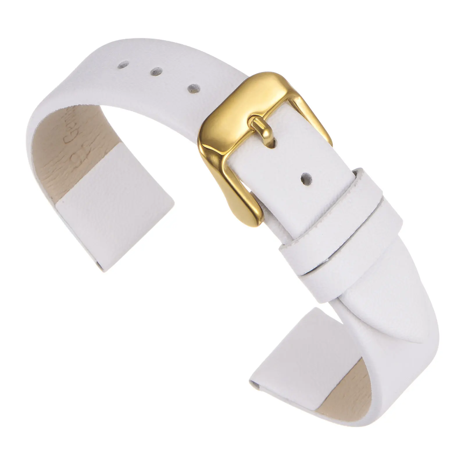 Elegant Genuine Leather Watch Strap - Flat & Thin Design, Multiple Width Options
