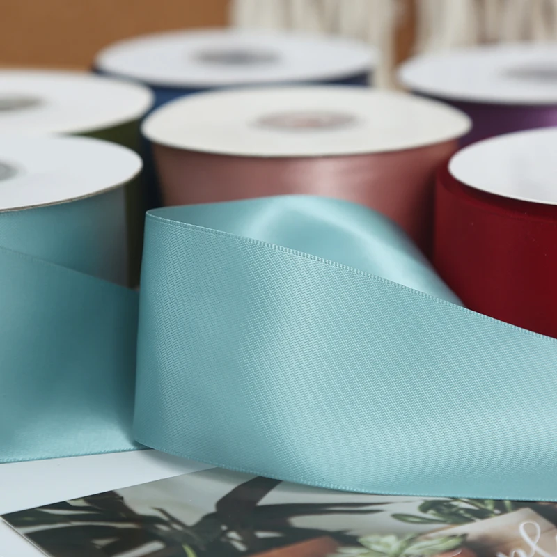 5cm Double Face Silky Polyester Satin Ribbon Christmas Wedding Birthday Party Valentine's Day Gift Flower Cake Box Decoration