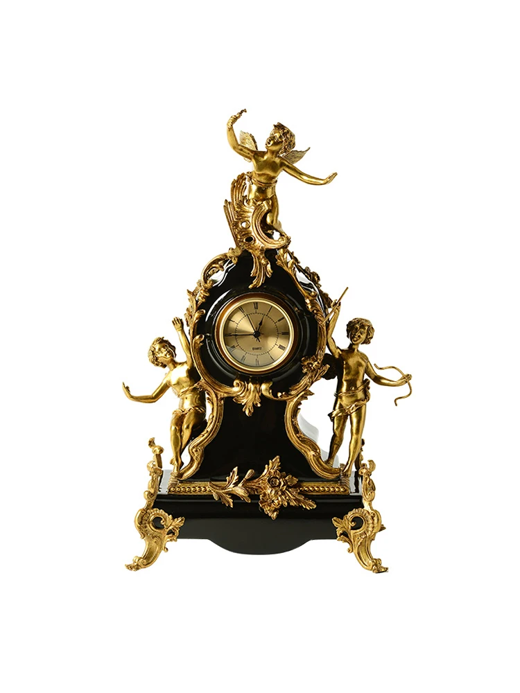 

American copper with porcelain decorative jewelry Angel clock clock retro crafts copper ornaments