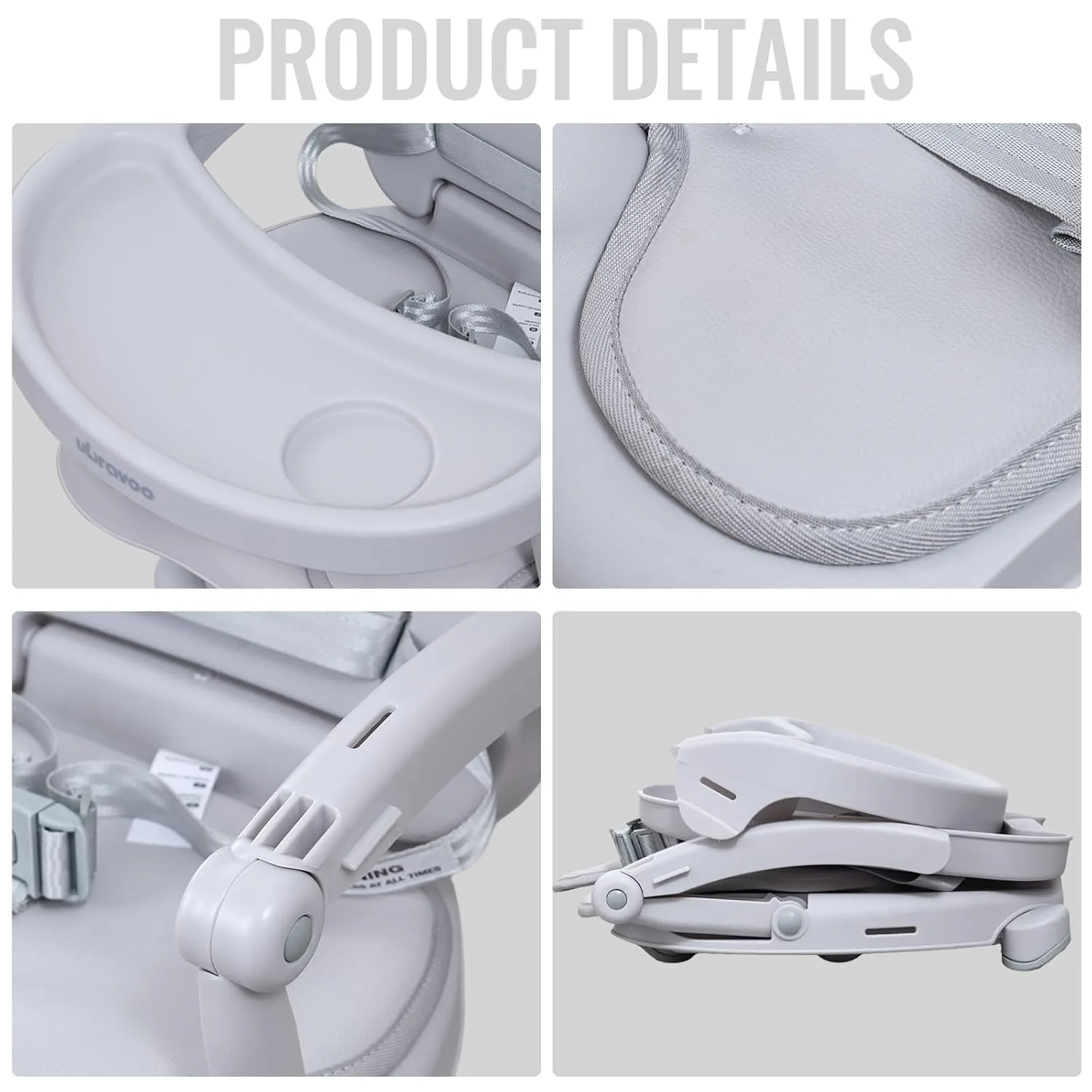 Portable 3-in-1 Foldable Baby Booster Seat with Removable Tray