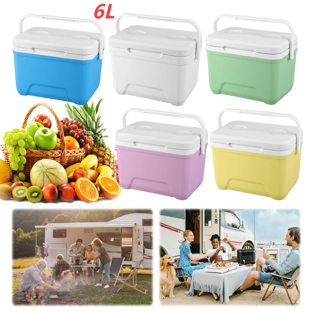 6L Cooler Box Portable Camping Refrigerator Incubator Large Capacity Car Ice Bucket Heat Preservation Camping BBQ Tools Fridge