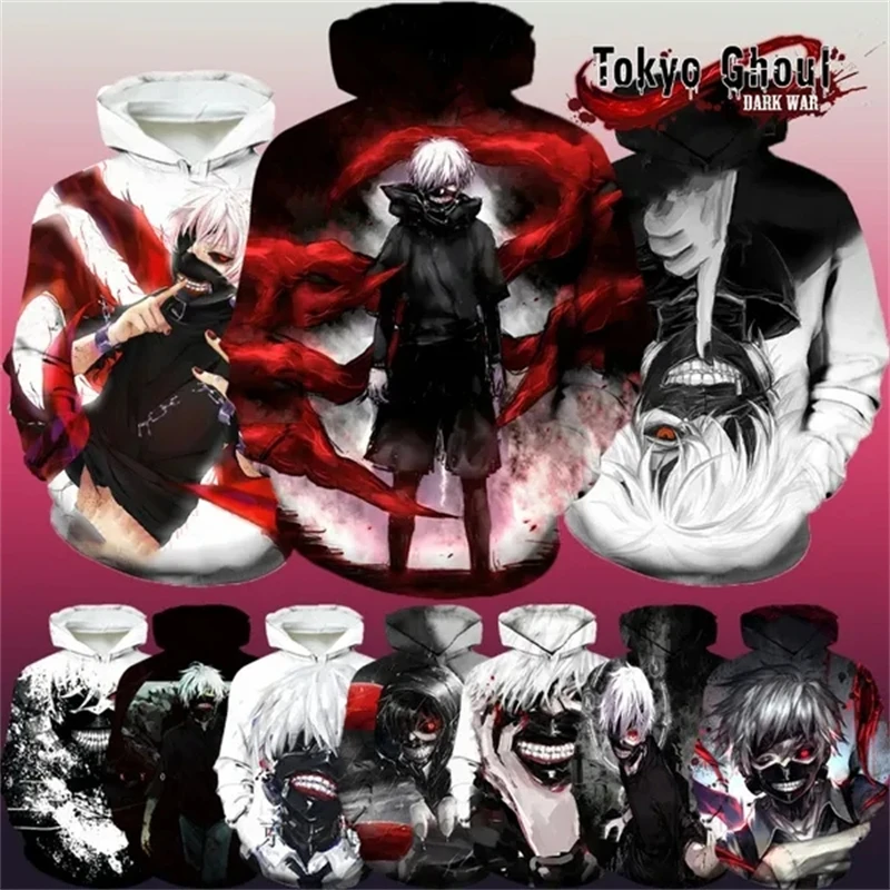 

Autumn New Fashion Cool Anime Bloody Tokyo Ghoul 3D Printing Men's Round Neck Hoodie Tops Couple Shirt Sweatshirts Pullovers Top