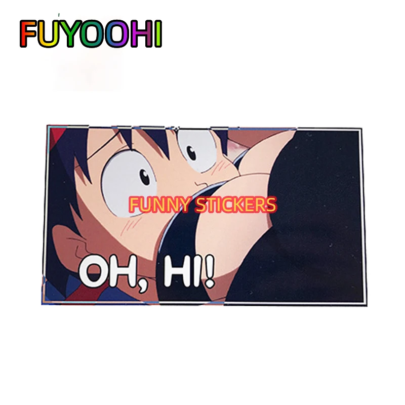 

FUYOOHI Boutique Decals Exterior Accessories Oh, Hi! Anime Boobs Printed Slap Car Sticker Cartoon Anime Window Bumper Decal