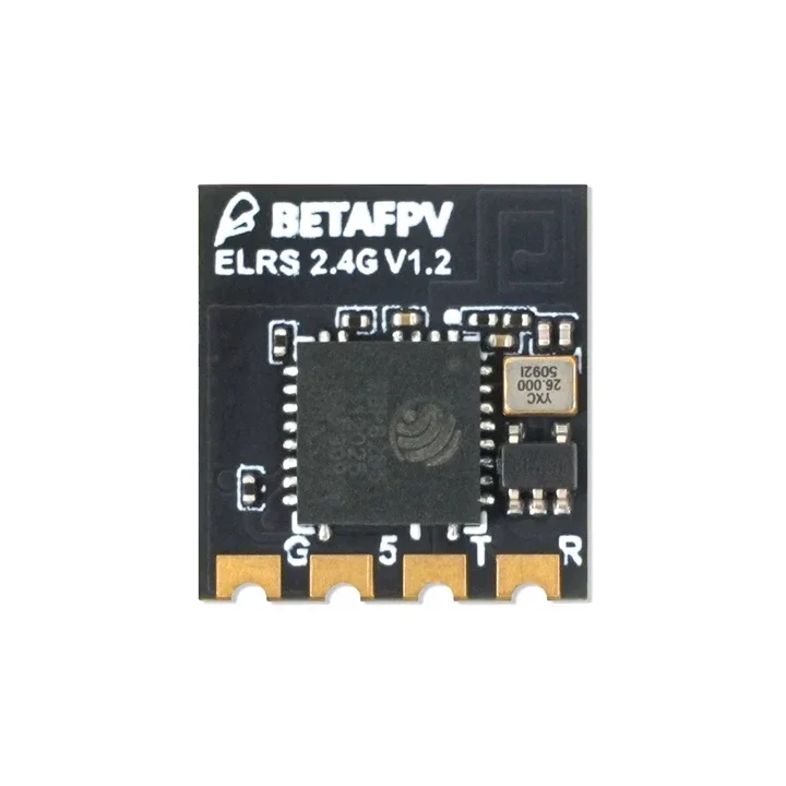 Récepteur ELRS 2.4G Lite V1.2 BETAFPV monté sur un drone FPV, connexions visibles