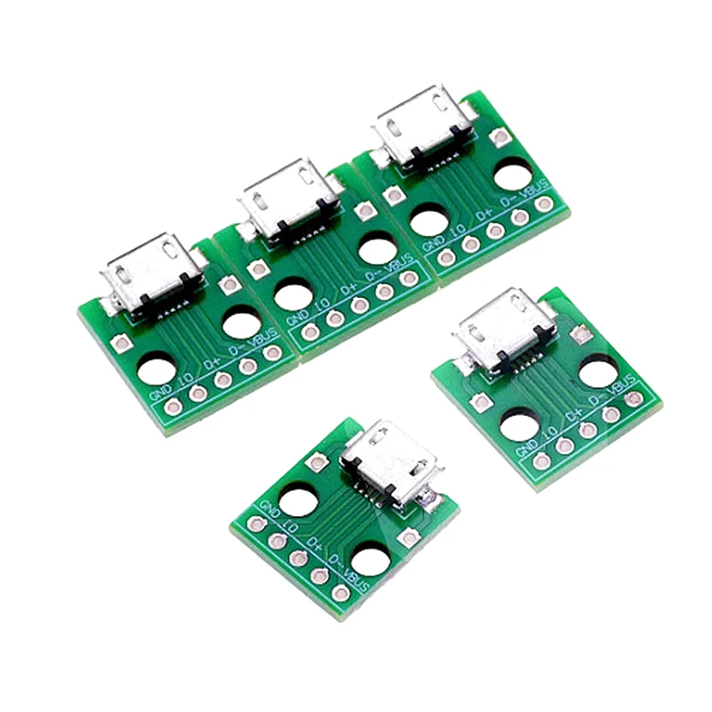 10 Adattatori Micro USB A DIP Femmina - Convertitore PCB 5 Pin Per Schede