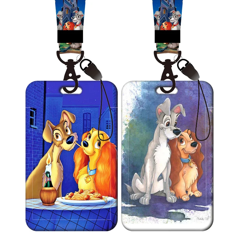 

Disney Lady and the Tramp Lanyard ID Card Holder Badge Holders Neck Strap with Keychain Phone Rope Retractable clip Reel Yoyo