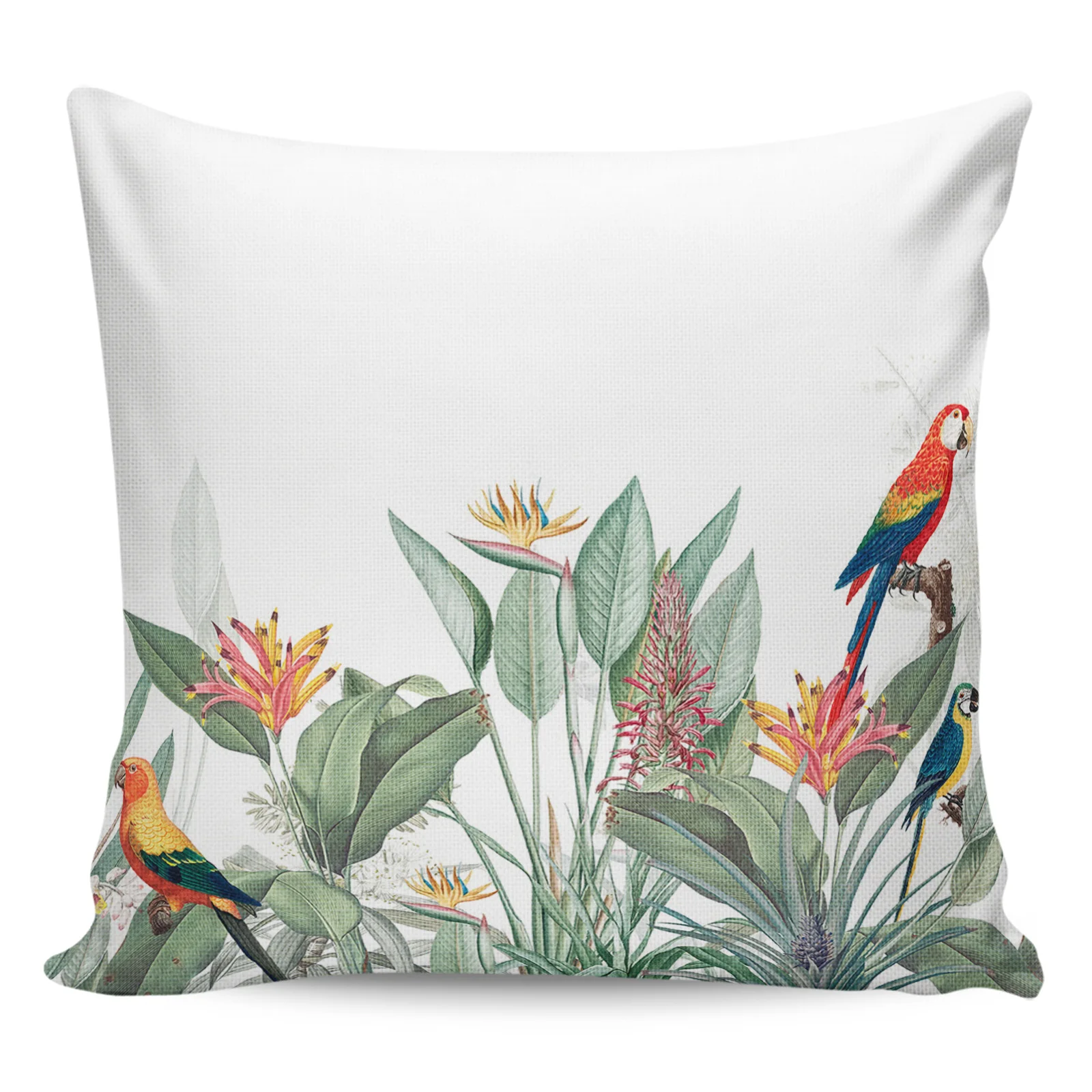 

2/4PCS Waterproof Pillow Cover Ins Style Tropical Plants Parrot Square Throw Pillowcase Home Decoration Sofa Cushion Cover