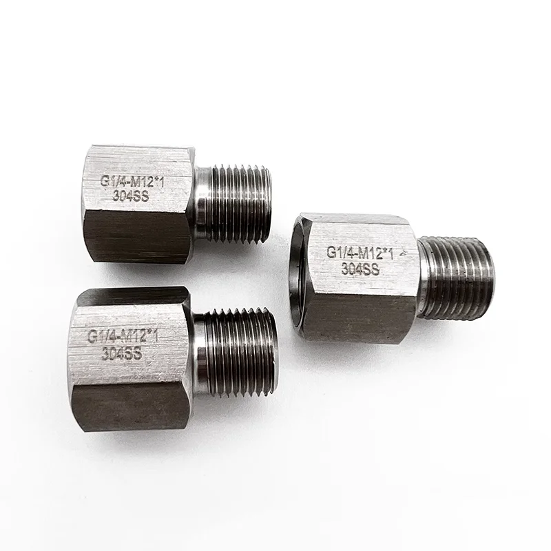 1PC 1/4" BSPP Female To M12x1 Male Thread 304 Stainless Steel High Pressure Pipe Fitting Connector
