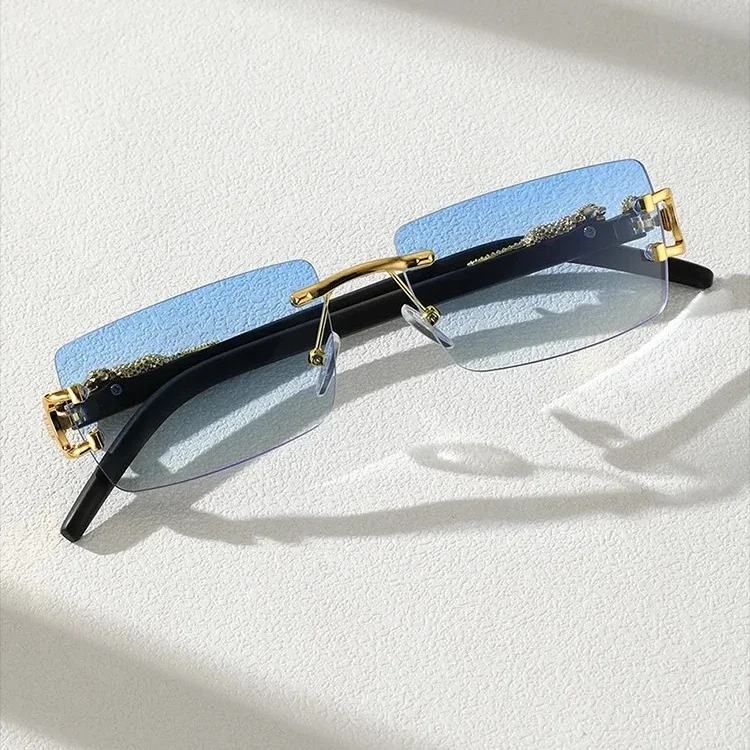 Gradient Trendy Frameless Rectangular Personalized Sunglasses