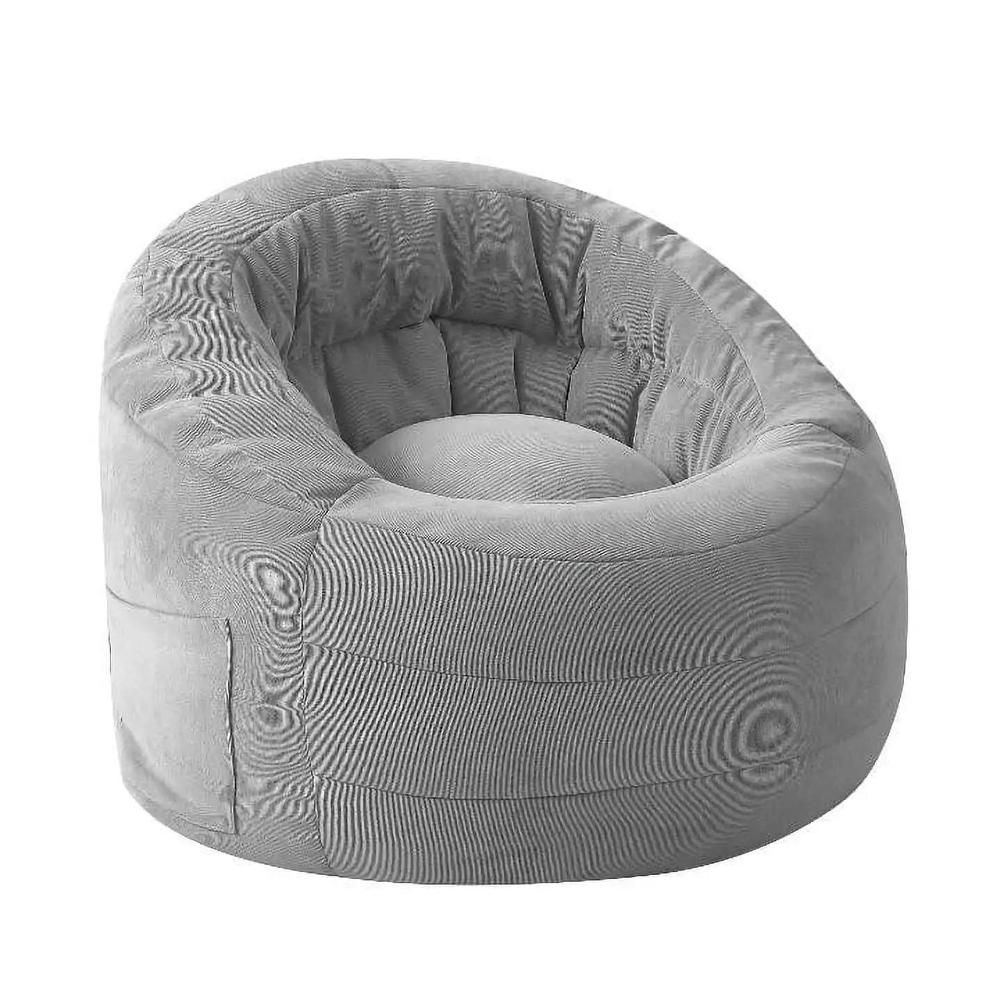 

Soft Plush Corduroy Bean Bag Chair with Pocket Furniture Bag Sofa Couch for Living Room Bedroom, Grey