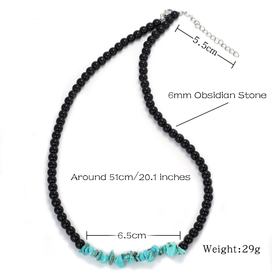 Men Short Necklace with Howlite Tiger Eyes Stone for Meditation