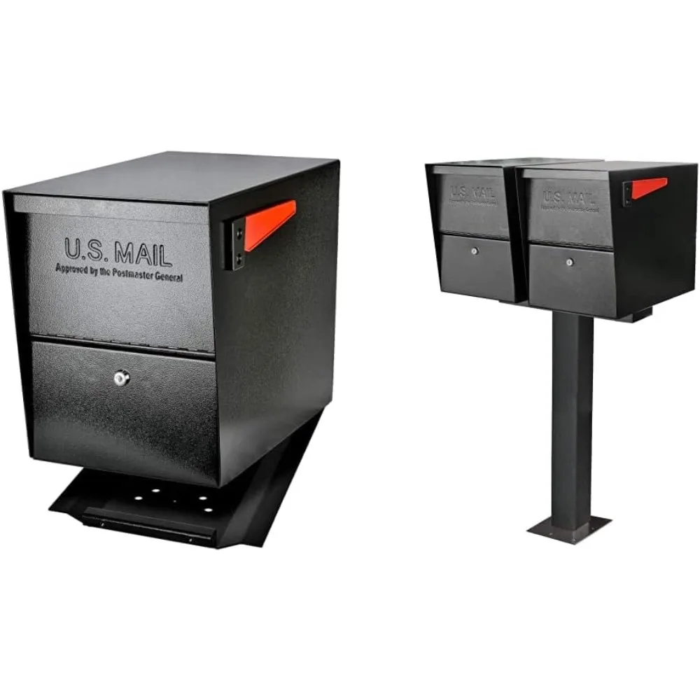 7206 Package Master Curbside Locking Security Mailbox Black,Medium & 7144 Box Bar for Two Applications, 2 Mailbox Spreader