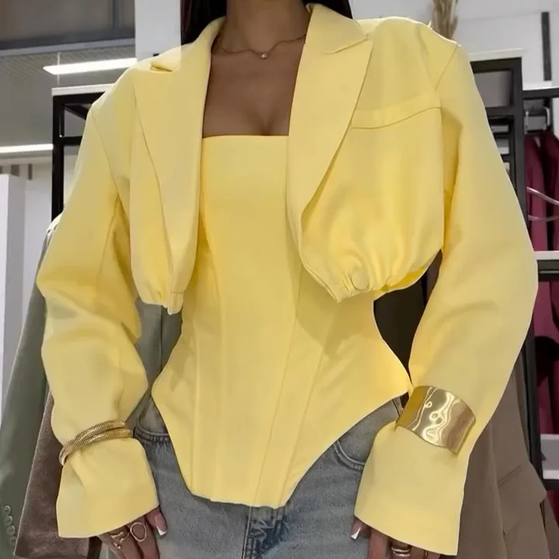 European and American women's clothing 2025 autumn new fashion short style small suit jacket irregular vest two-piece set