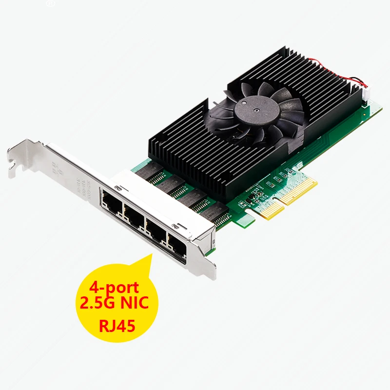 Intel I225-T4 쿼드 포트 2.5G PCIe 네트워크 카드용 - Lenovo& ESXi VE용 서버/NAS/데스크탑용 4x RJ45 2500Mbps 이더넷 어댑터